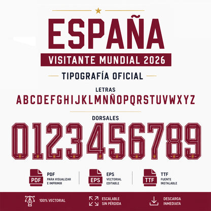 Tipografía Oficial España Visitante Mundial 2026 – Vector Editable (PDF+EPS+TTF)
