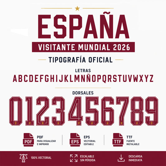 Tipografía Oficial España Visitante Mundial 2026 – Vector Editable (PDF+EPS+TTF)
